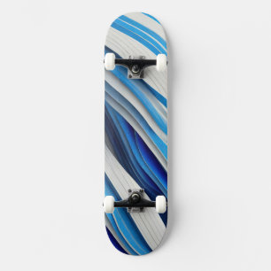 Thick curving forms in blue and white skateboard