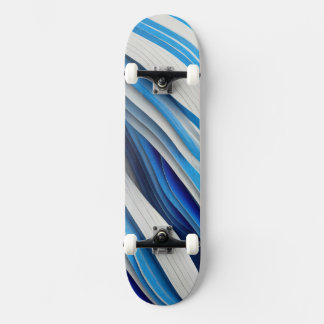 Thick curving forms in blue and white skateboard