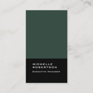 Thick elegant modern plain dark green black business card