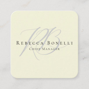 Thick Exclusive Unique Monogram Beige Color Square Business Card