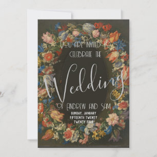 Thick Floral Wreath Vintage Art Jan Brueghel Invitation