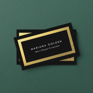 Thick Gold Border on Black Business Card Template