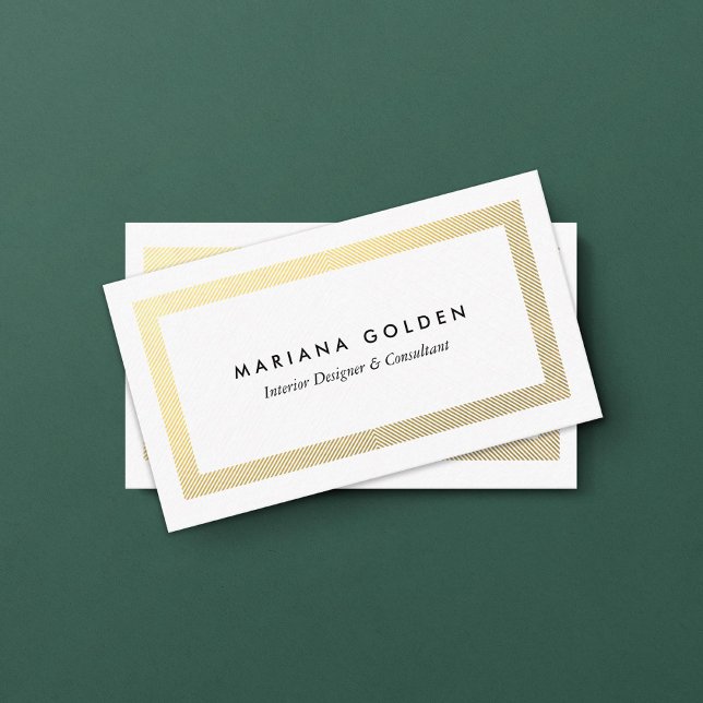 Thick Gold Border on White Business Card Template (Creator Uploaded)