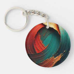 Thick Impasto Oil Painted Abstract Key Ring