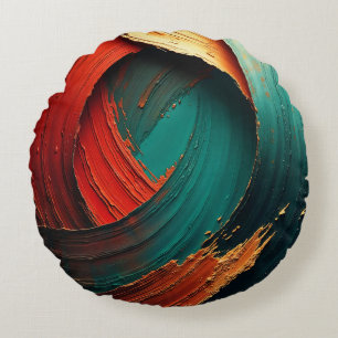 Thick Impasto Oil Painted Abstract Round Cushion