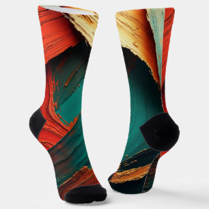 Thick Impasto Oil Painted Abstract Socks