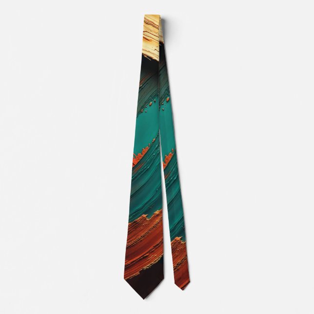 Thick Impasto Oil Painted Abstract Tie (Front)