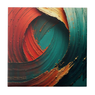 Thick Impasto Oil Painted Abstract Tile