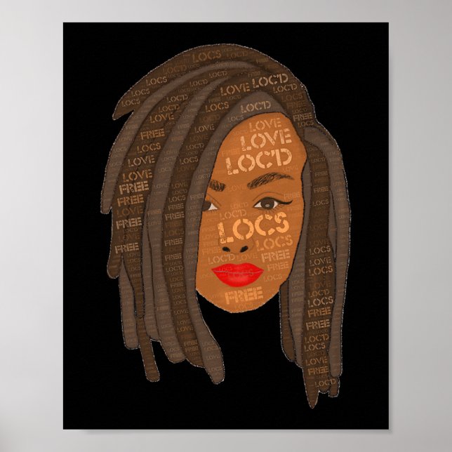 Thick Locs Black Woman Dreadlock Art Poster (Front)