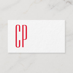 Thick Modern White Monogram Professional Plain Business Card