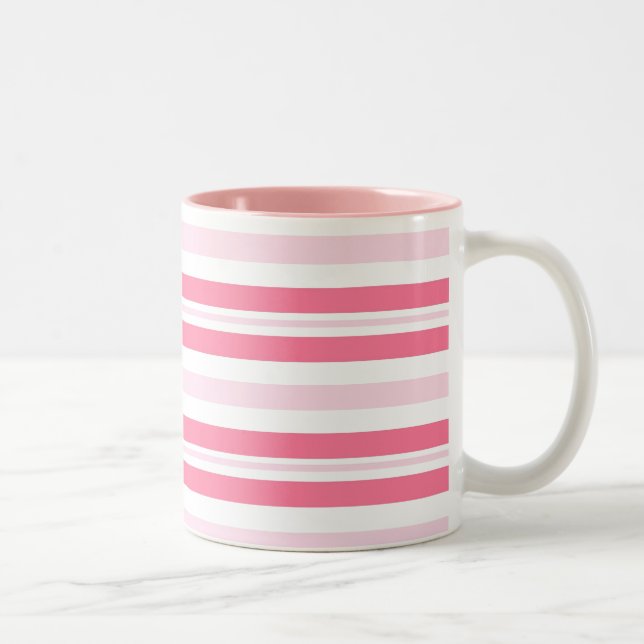 Thick Pink Stripes Two-Tone Coffee Mug (Right)