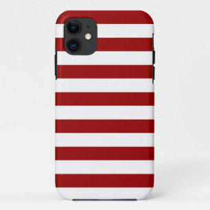 Thick Red and white lines, geometric pattern iPhone 11 Case