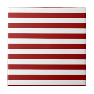 Thick Red and white lines, geometric pattern Tile