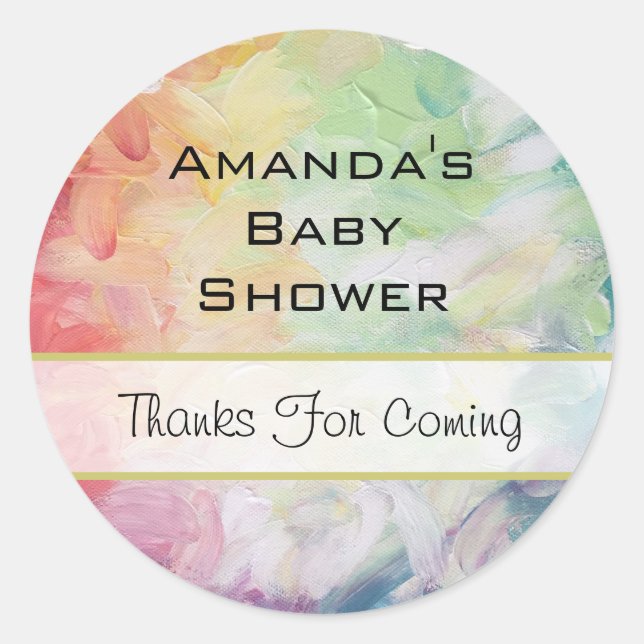 Thick Textured Abstract Paint Baby Shower Classic Round Sticker (Front)