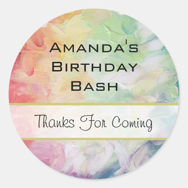 Thick Textured Abstract Paint Birthday Classic Round Sticker (Front)