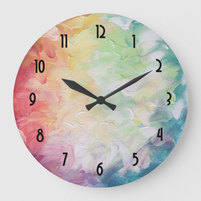 Thick Textured Abstract Paint Large Clock (Front)