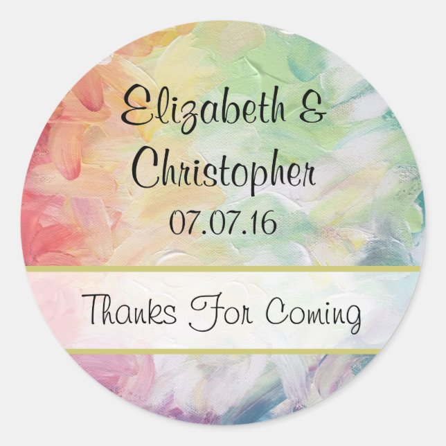 Thick Textured Abstract Paint Wedding Classic Round Sticker (Front)