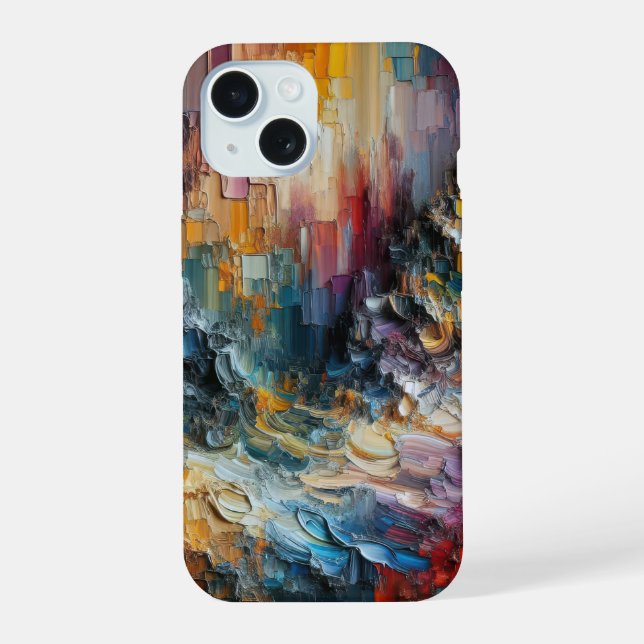 Thick Textured Paint Pattern iPhone 15 Case (Back)