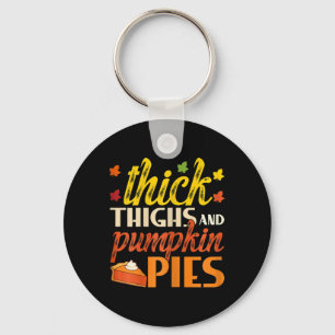 Thick Thighs And Pumpkin Pies Retro Fall Pumpkin P Key Ring