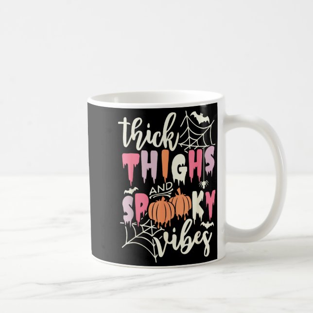 Thick Thighs And Soky Vibes Retro Groovy Halloween Coffee Mug (Right)