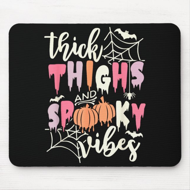 Thick Thighs And Soky Vibes Retro Groovy Halloween Mouse Mat (Front)