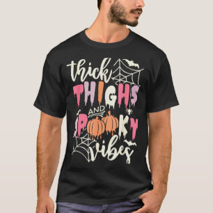 Thick Thighs And Soky Vibes Retro Groovy Halloween T-Shirt