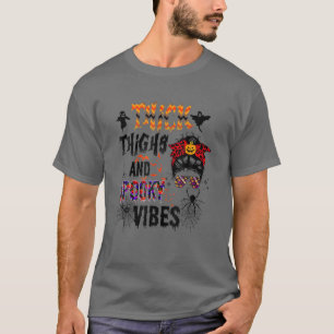 Thick Thighs And Spooky Vibes Funny Halloween Cost T-Shirt