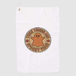 Thick Thighs and Spooky Vibes Ghost Halloween Tee_ Golf Towel