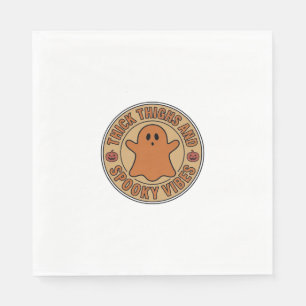 Thick Thighs and Spooky Vibes Ghost Halloween Tee_ Napkin