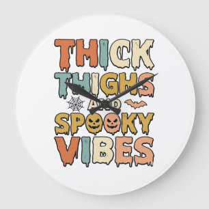 Thick Thighs and Spooky Vibes Halloween Shirt_1 Large Clock