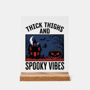 Thick Thighs And Spooky Vibes Halloween Shirt Desi Acrylic Sign