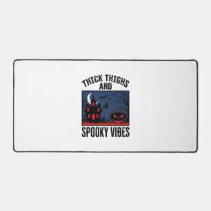 Thick Thighs And Spooky Vibes Halloween Shirt Desi Desk Mat