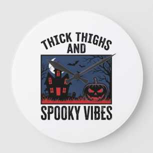 Thick Thighs And Spooky Vibes Halloween Shirt Desi Large Clock