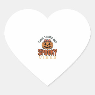 Thick Thighs And Spooky Vibes Pumpkin Halloween De Heart Sticker