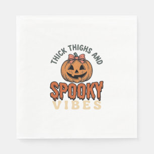 Thick Thighs And Spooky Vibes Pumpkin Halloween De Napkin