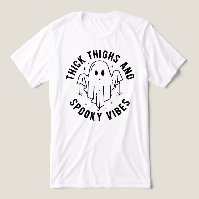 "Thick Thighs And Spooky Vibes" Tri-Blend Shirt (Design Front)