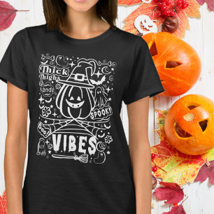 Thick Thighs and Spooky Vibes White Halloween T-Shirt