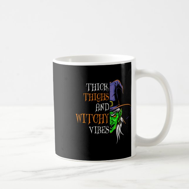 Thick Thighs And Witchy Vibes Retro Simplistic Hal Coffee Mug (Right)