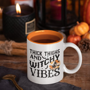 Thick Thighs And Witchy Vibes Two-Tone Coffee Mug