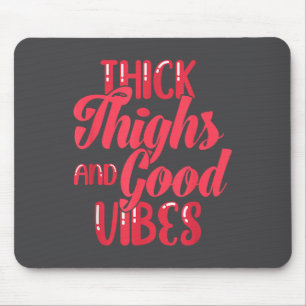 Thick Thighs Fun Tee For Fat Persons - Black, Plus Mouse Mat
