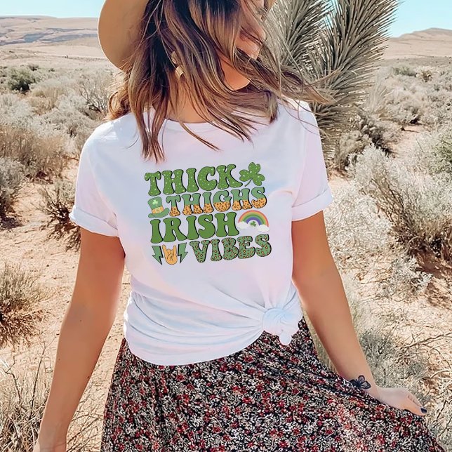 Thick Thighs Irish Vibes, Patrick's Day T-Shirt (Creator Uploaded)