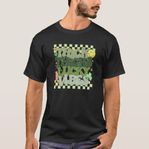 Thick Thighs Lucky Vibes Retro Groovy Women St Pat T-Shirt