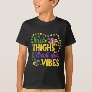 Thick Thighs Mardi Gras Vibes Fleur De Lis Mardi G T-Shirt