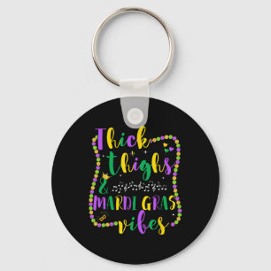 Thick Thighs Mardi Gras Vibes Womens Key Ring