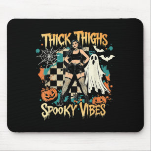 Thick Thighs Soky Vibes Funny Ghost Halloween  Mouse Mat