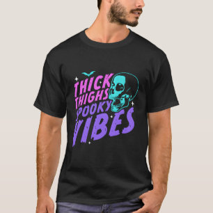 Thick Thighs Spooky S Halloween Skull Pastel Goth T-Shirt