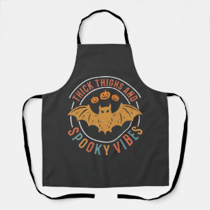 Thick Thighs Spooky Vibes Halloween Bat Design_1 Apron