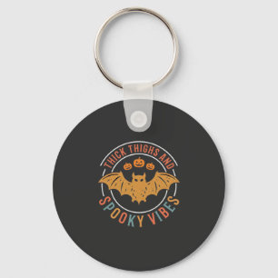 Thick Thighs Spooky Vibes Halloween Bat Design_1 Key Ring
