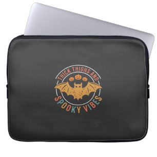 Thick Thighs Spooky Vibes Halloween Bat Design_1 Laptop Sleeve