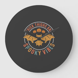 Thick Thighs Spooky Vibes Halloween Bat Design_1 Large Clock